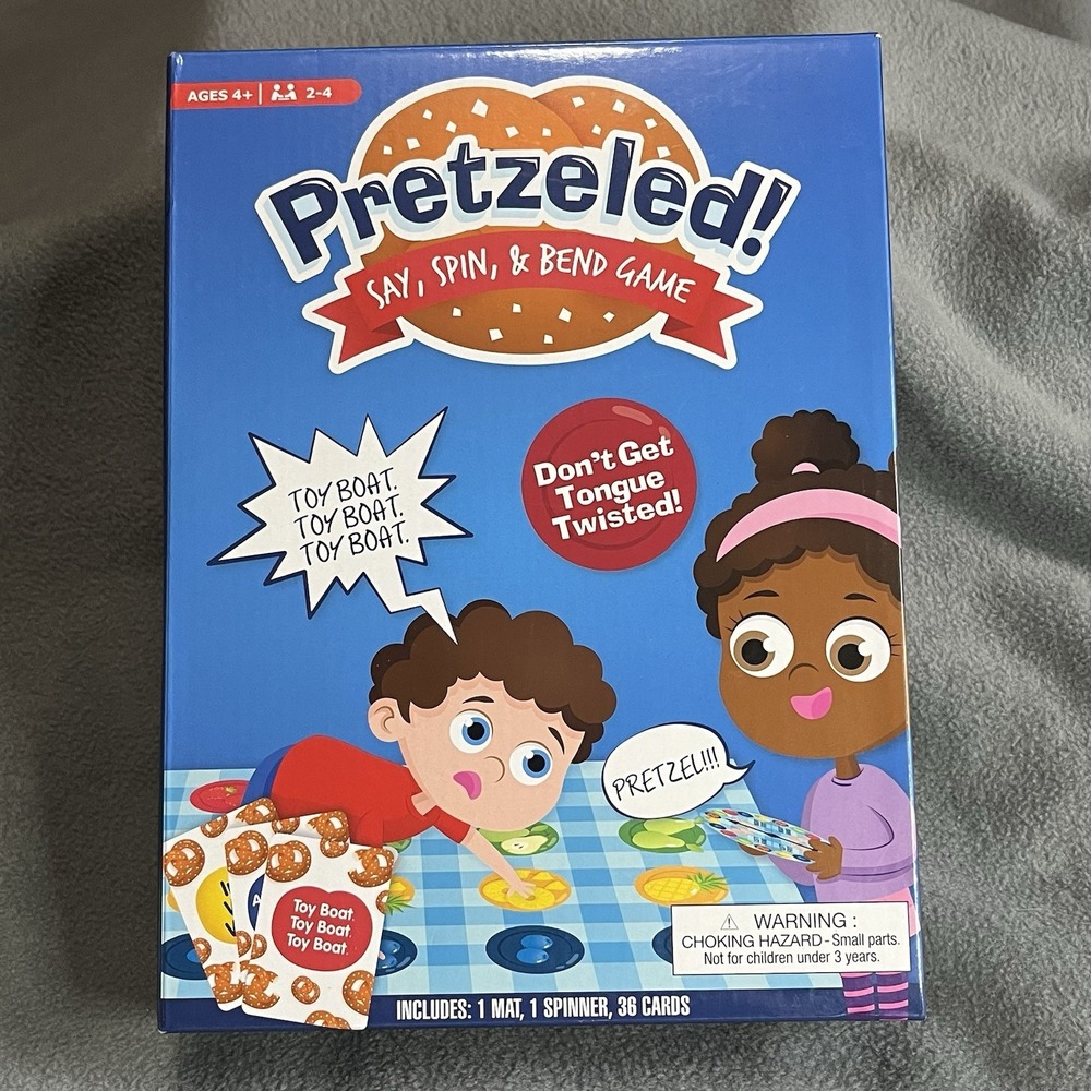Pretzeled! Tongue Twister Party Game Spinner Cards Mat Ages 4+ New